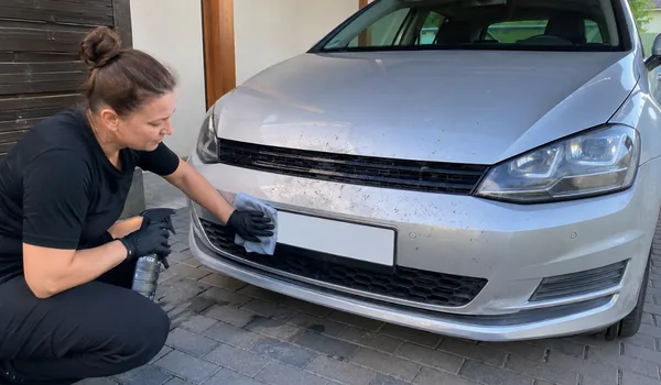 Puuvaigu ja putukate eemaldamine, kõvastunud vaigutilka ei kraabita kunagi küünega, sest tilk rebib endaga kaasa lakitüki.